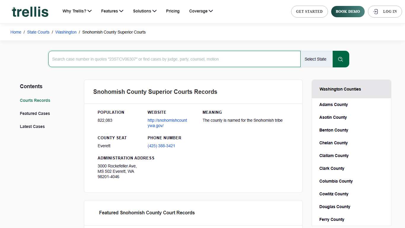 Snohomish County Superior Records | Snohomish County, WA Case & Docket Search | Trellis.Law