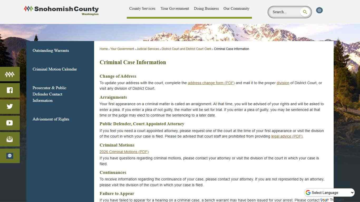 Criminal Case Information | Snohomish County, WA - Official Website